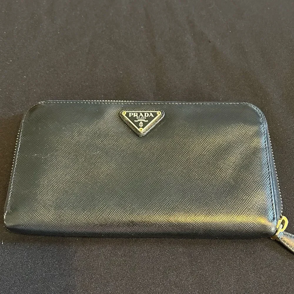 Prada Black Zip Long Wallet Great Condition